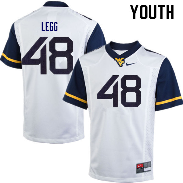 Youth #48 Casey Legg West Virginia Mountaineers College Football Jerseys Sale-White - Click Image to Close